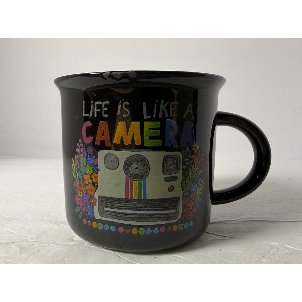 Natural Life Like a Camera Black Ceramic Campfire Mug Inspirational Photography